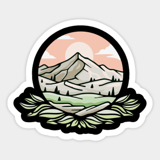 Modern Icon in Flat Design Concept Landscape Mountain Sticker